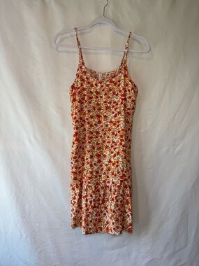 Qearal Floral Spaghetti-Strap Summer Dress With Pockets in Red & Yellow